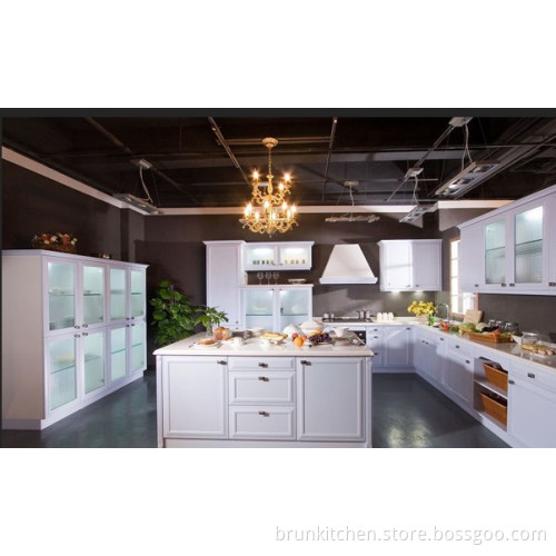 Island Shape Frosted Door of Acrylic Kitchen Cainet